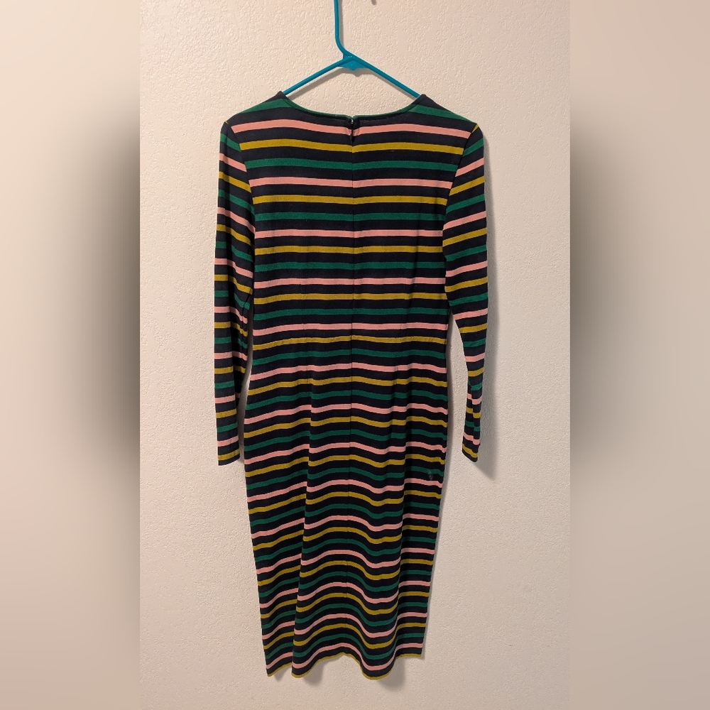J. Crew Black and Orange Long Sleeve Crew Neck Dress - Picture 2 of 4